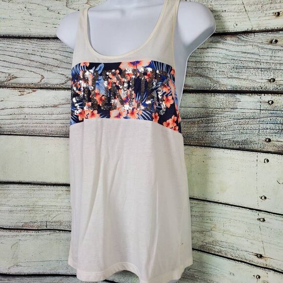 Victoria’s Secret PINK Small White Sequin Logo Racerback Tank - Picture 3 of 6
